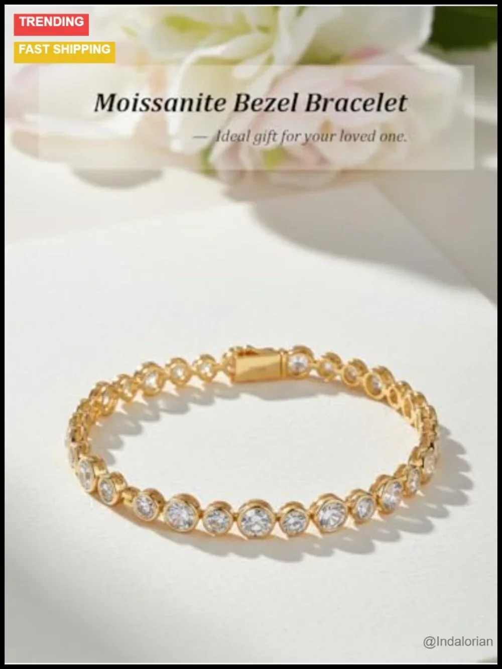 Moissanite Tennis Bracelet 925 Sterling Silver Bezel Set